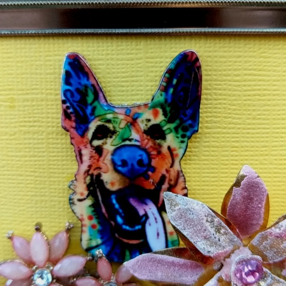 Handcrafted German Shepherd original art framed! - Picture 2 of 9